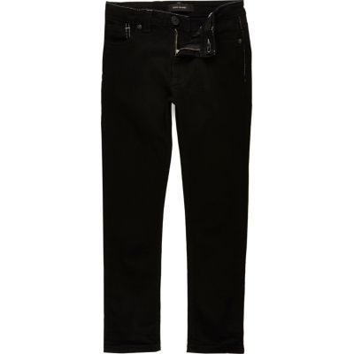 Boys black contrast stitch skinny jeans